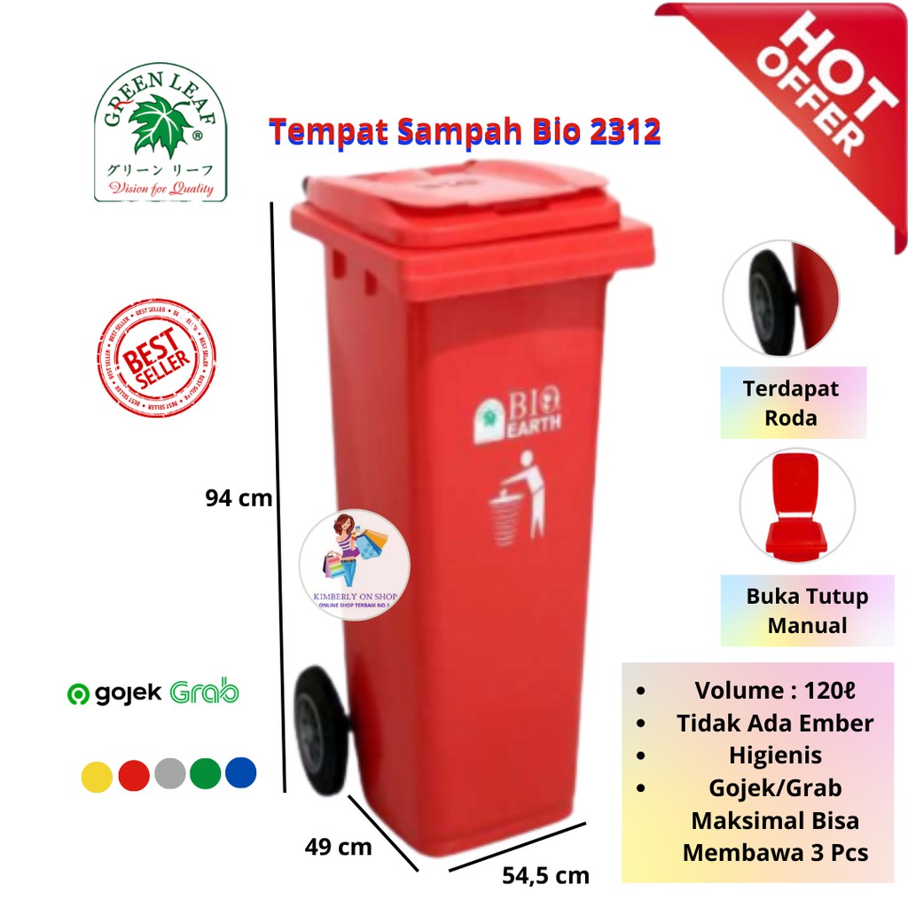 Tempat sampah BIO Dustbin 120 liter 2312 green leaf