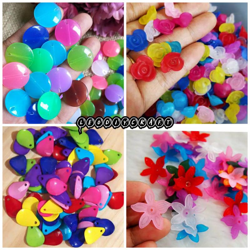 manik gepeng akrilik - manik gepeng - manik akrilik