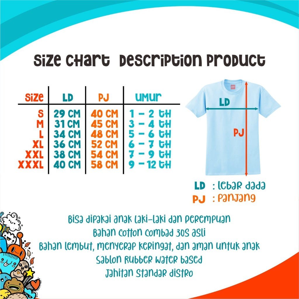 Kaos Anak Sablon Motif Burung Bahan Combed 20s usia 1 - 12 Tahun