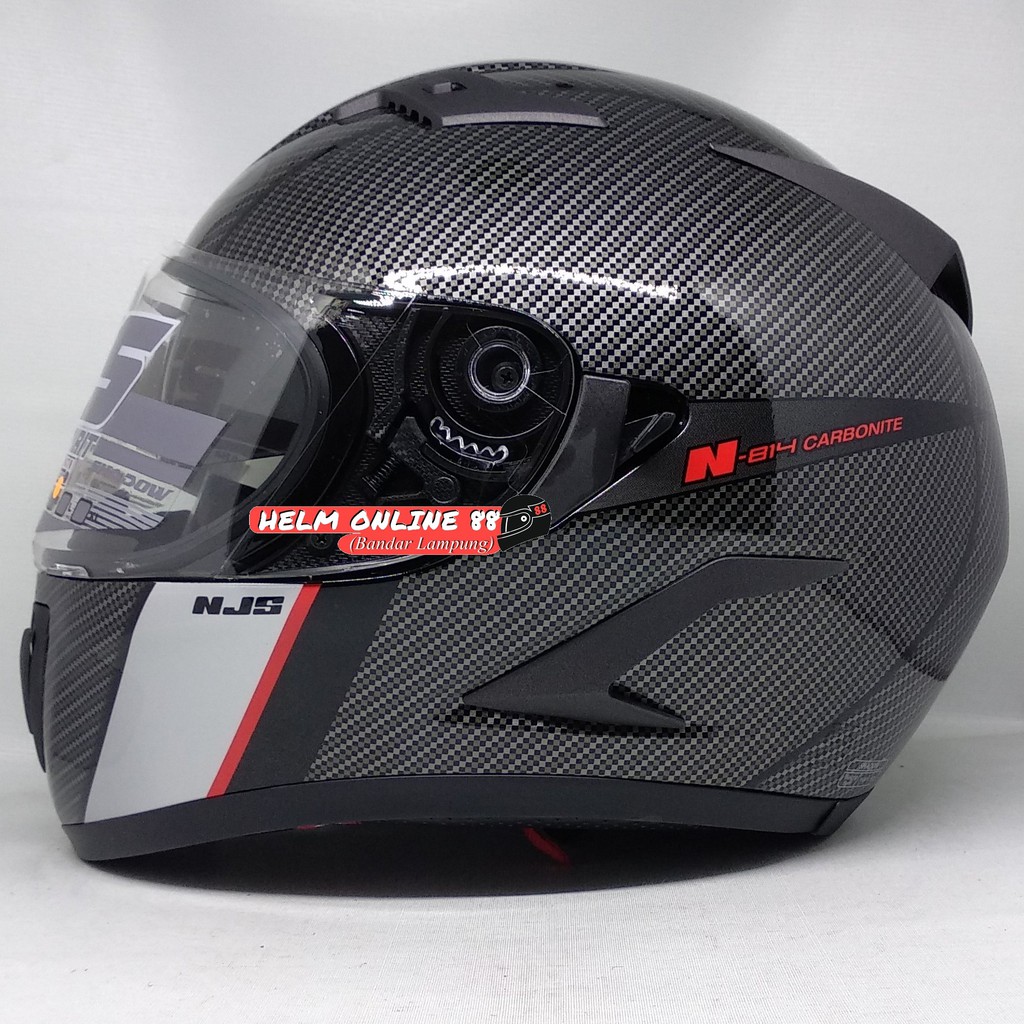 Helm NJS Shadow Carbon NJS 814 Flat Visor Helm Full Face FREE FLAT Visor Smoke