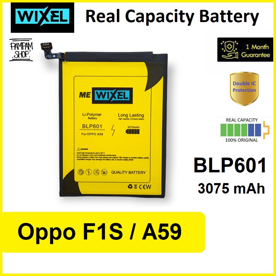 WIXEL ME Baterai Oppo BLP601 F1S A59 Real Capacity Battery Original Batre Batrai HP Handphone Ori BLP 601