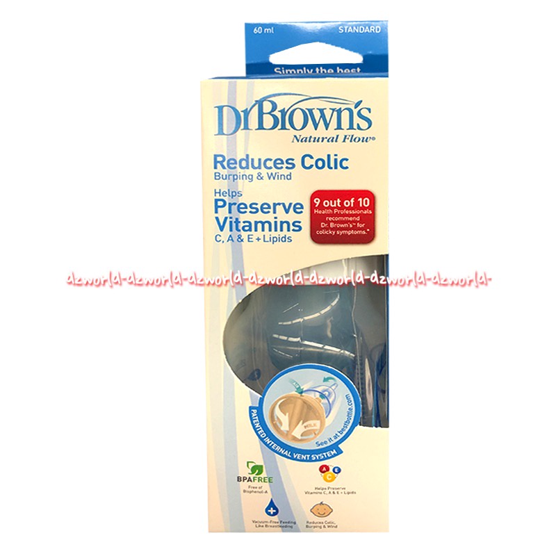 Dr Brown's Reduces Colic 60ml Preserves Vitamins Bottle Botol Susu Bayi Anak Anti Tersedak Dr Browns