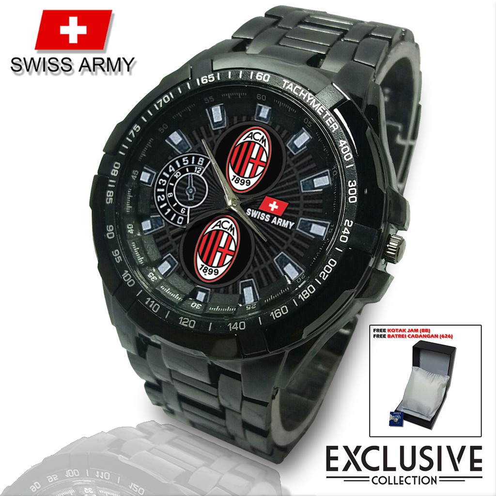 (Istimewa Bossque) Jam MILAN Rantai Sport (Black Doff)