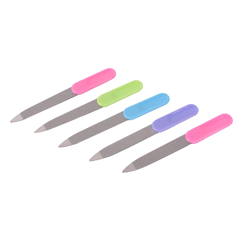 5pcs Kikir Kuku Dua Sisi Bahan Metal Gagang Plastik Untuk Manicure / Pedicure