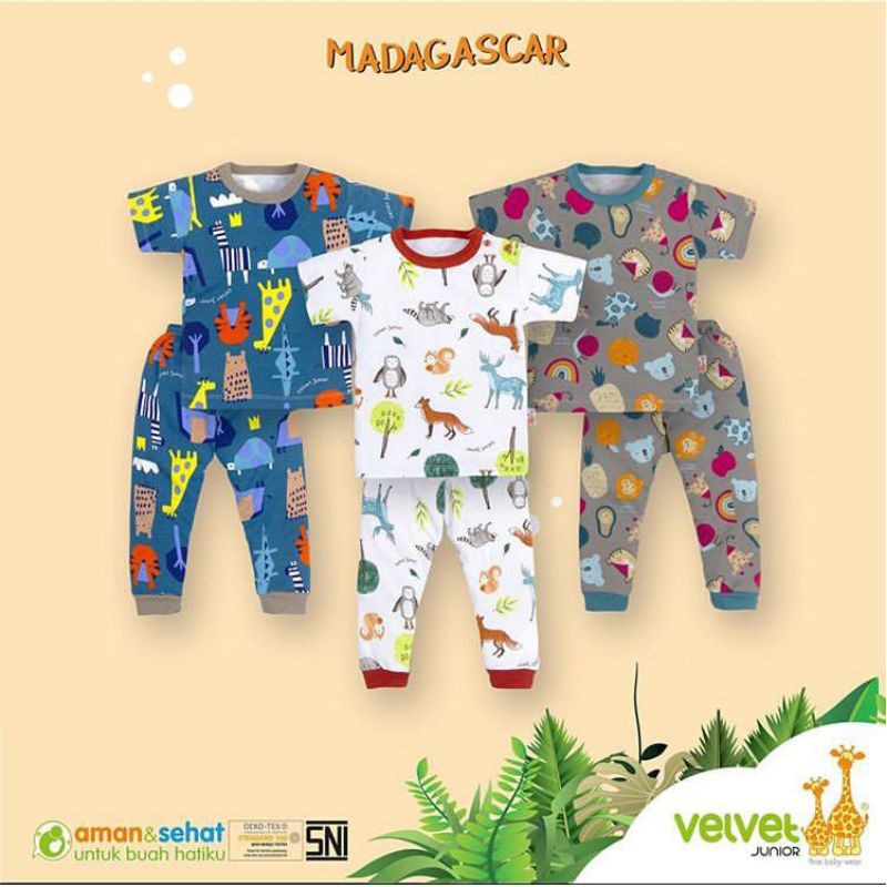 setelan pendek celana panjang madagaskar velvet junior