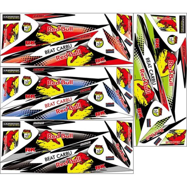 Striping lis sticker variasi honda beat carbu  2008-2012 "Red bull"