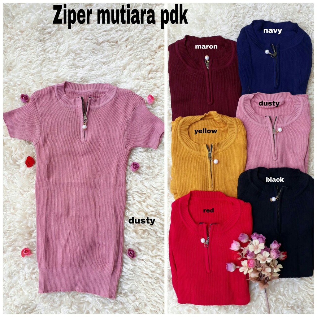 BLOUSE RAJUT ZIPER MUTIARA PDK