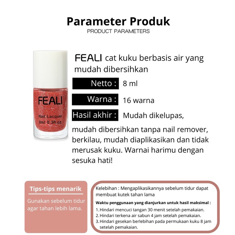 FEALI Kutek Peel Off Gel Nail Polish Kutek Korea Peel Off Cat Kuku Gel Nail Polish Peel Off