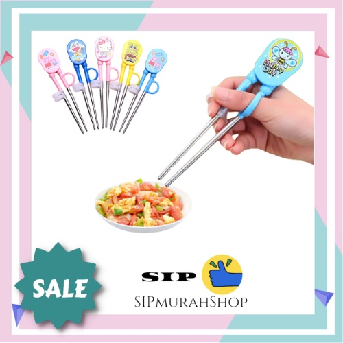 Sumpit Pelatihan Makan Baru Kartun Lucu Praktek Sumpit Penggunaan Yang Benar Anak-anak Belajar Sumpit / Sumpit Belajar Anak-anak Karakter / Kids Learning Chopsticks Character Cartoon Kartun Doraemon Stainless Steel