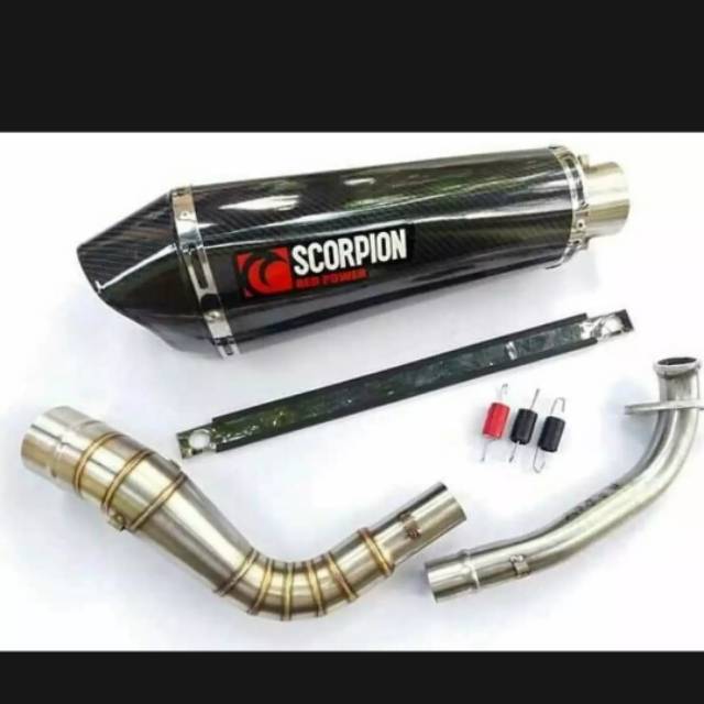 Knalpot racing motor Scorpion Karbon red power