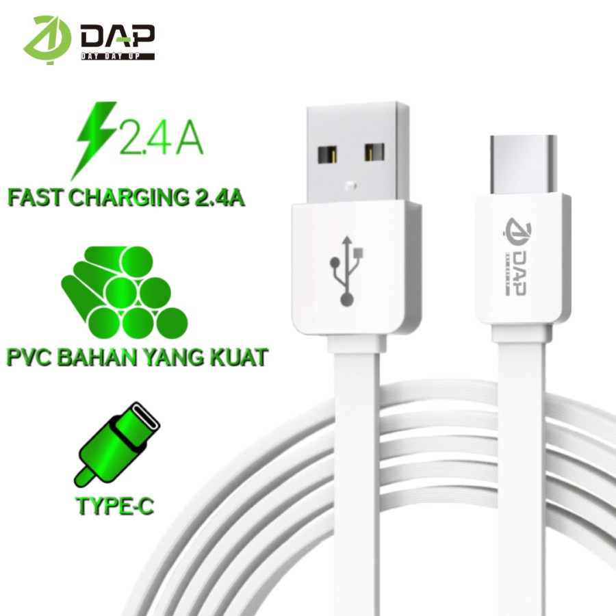 Kabel Data TYPE C DAP DT200 panjang 200cm Kabel Data Type C Fast Charging 2.4A Usb C