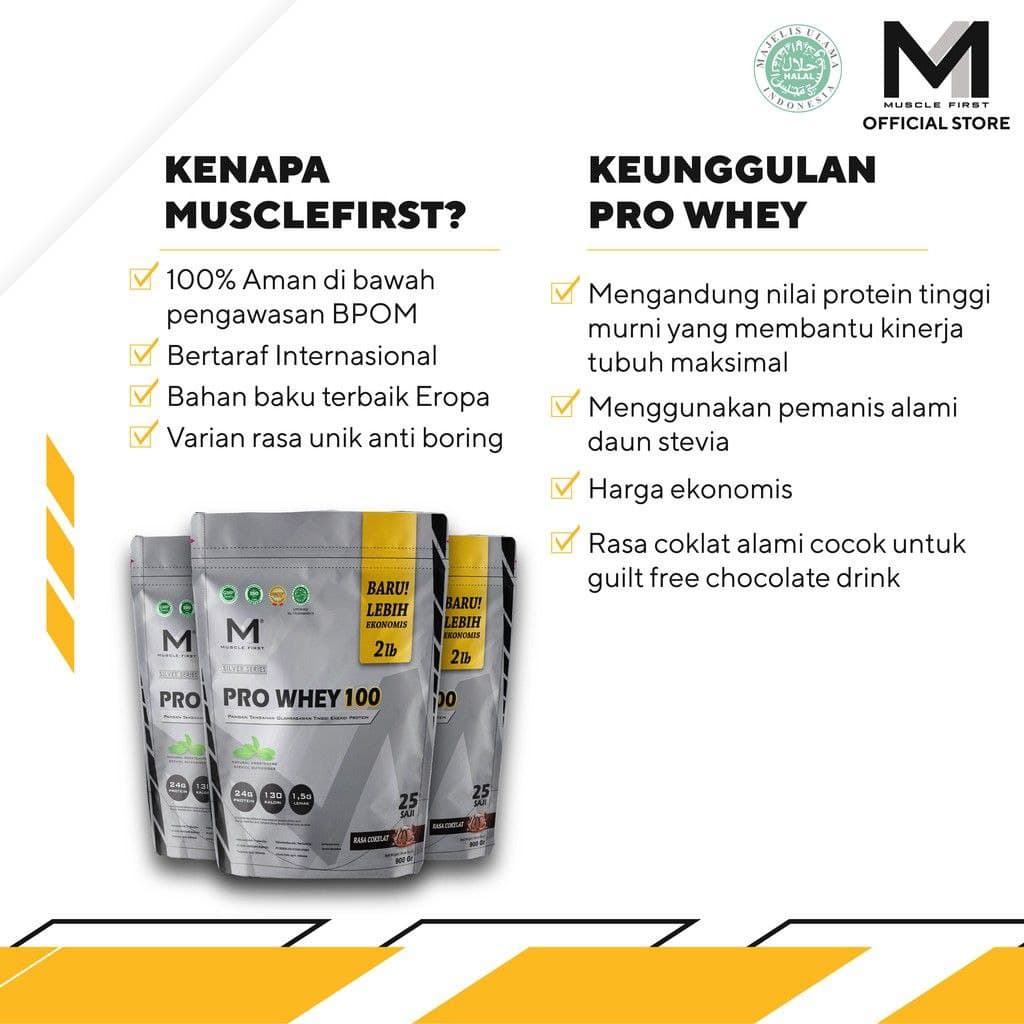 Muscle First Pro Whey 100 2lbs Whey Protein 900gr 25 Serving BPOM HALAL COKLAT / VANILA KURMA MADU PROWHEY MUSCLEFIRST M1 / ISOLATE MUSCLEFIRST WHEYPROTEIN PROWHEY100 900 GR GRAM 2 LBS LB