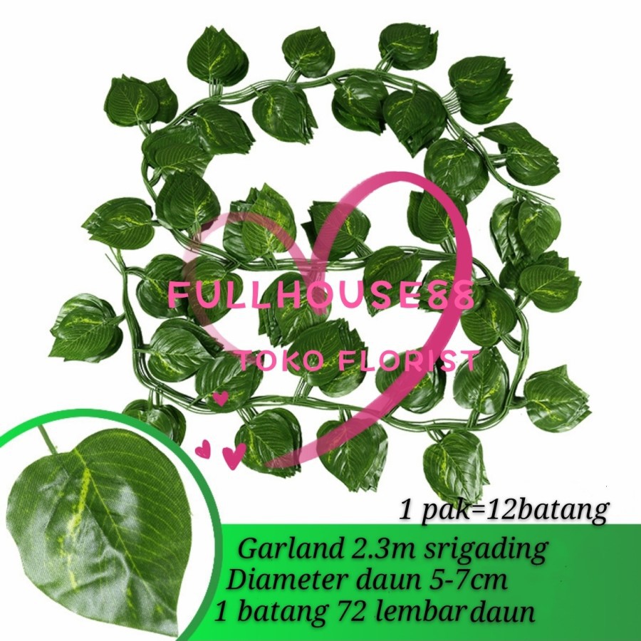 Daun plastik rambat srigading/garland 2.3m tanaman/garland artifical