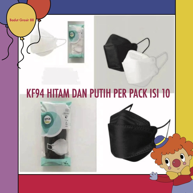 MASKER KF94 KF 4ply HITAM PUTIH ORIGINAL CONVEX SETARA SENSI READY