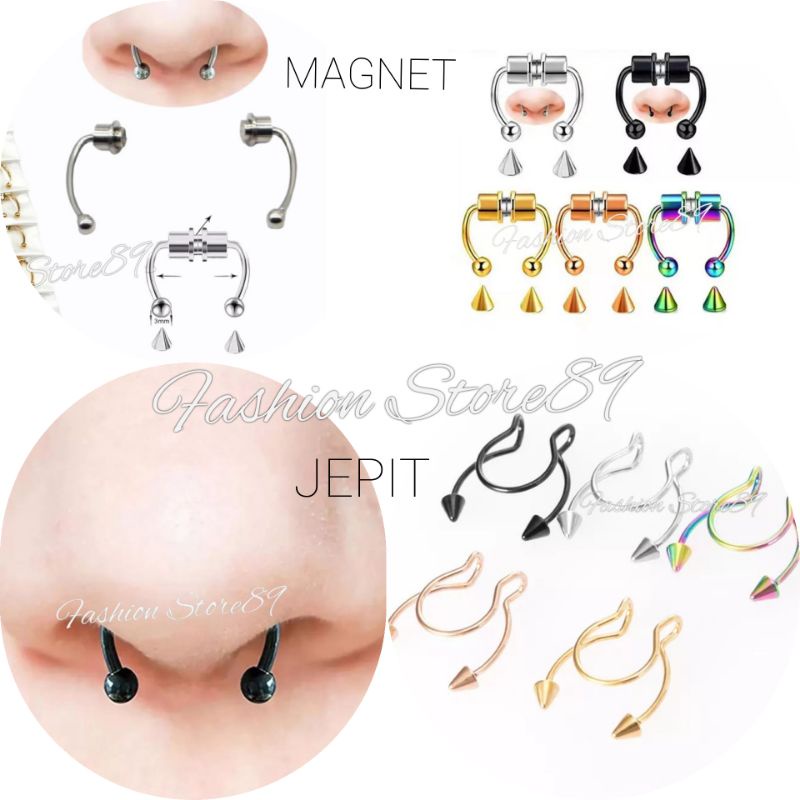 Ready Anting Hidung Pria Wanita Anting Magnet Anting Jepit Hidung Titanium Impor Antikarat