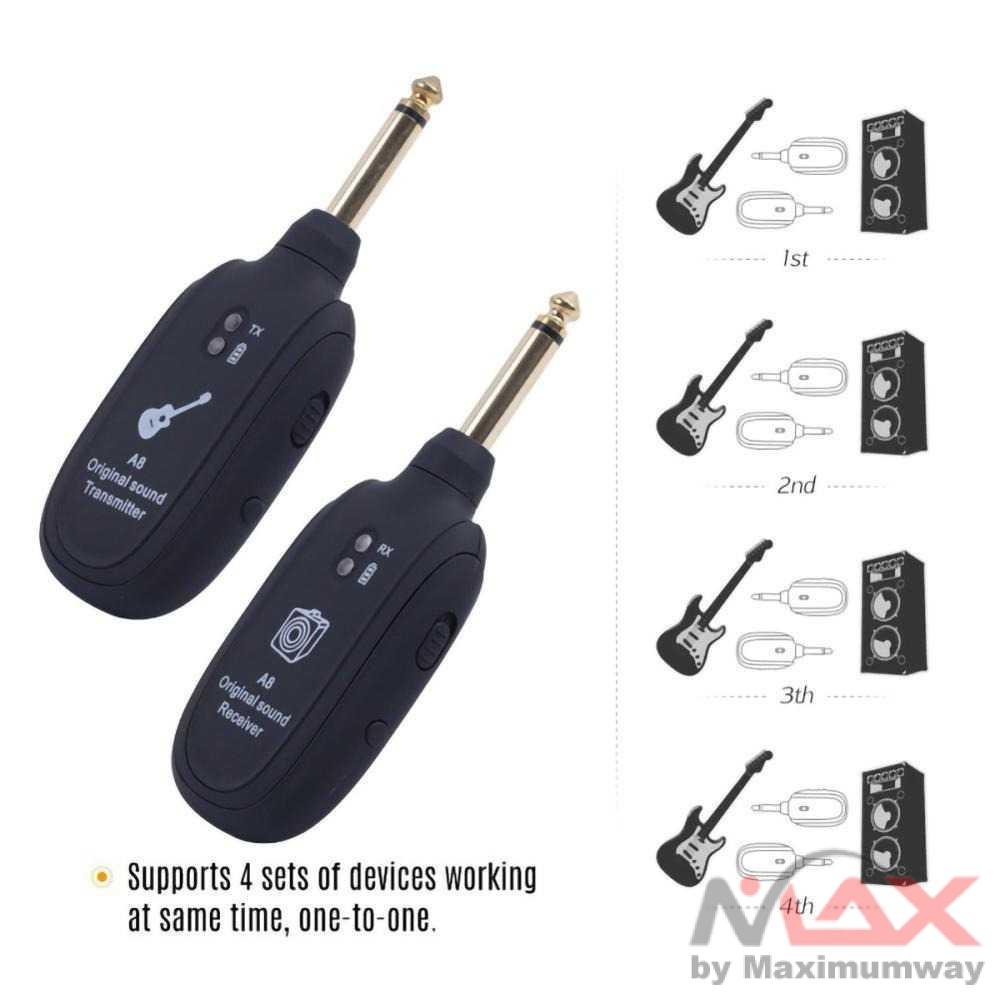 KEEP MOTION UHF Wireless System Gitar Transmitter Receiver - A8 Warna Hitam