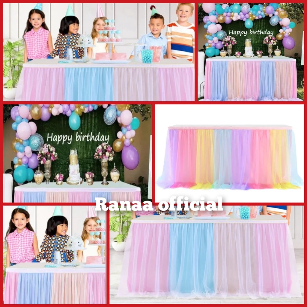 skirting dekorasi meja rok meja lapis tile pelangi