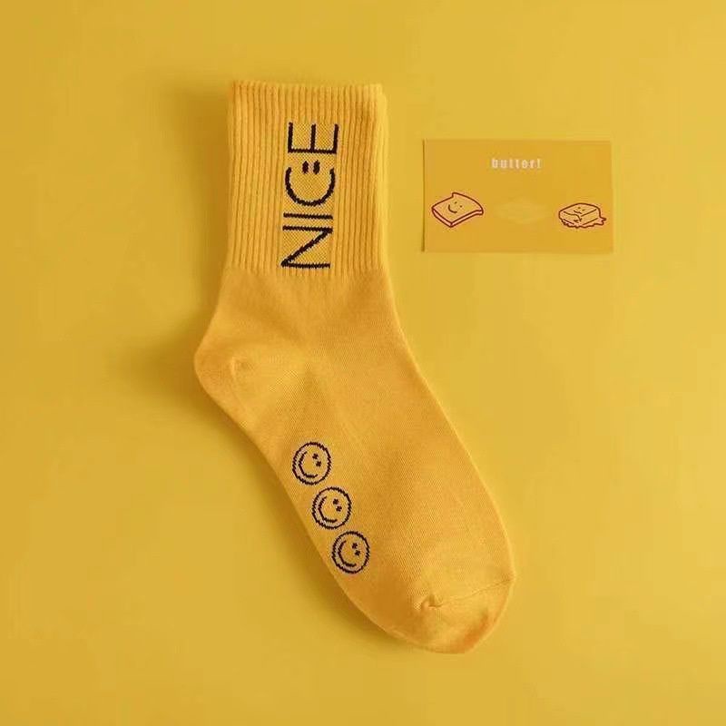 [COD] Kaos Kaki Panjang Motif Nice dan Smile Terbaru Bahan Katun Import Ala Korea Premium