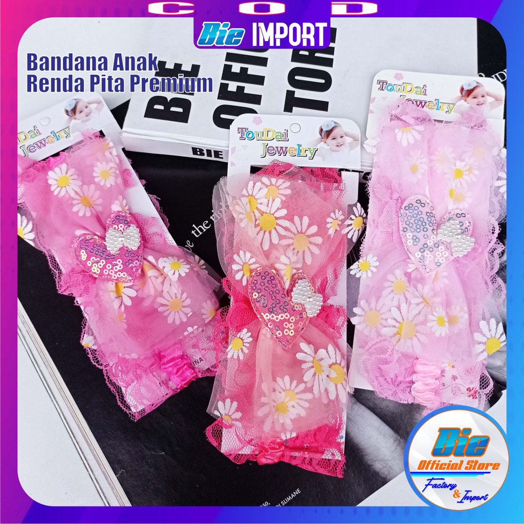 Bandana Anak Korea Renda Karakter Premium Impor Best Seller