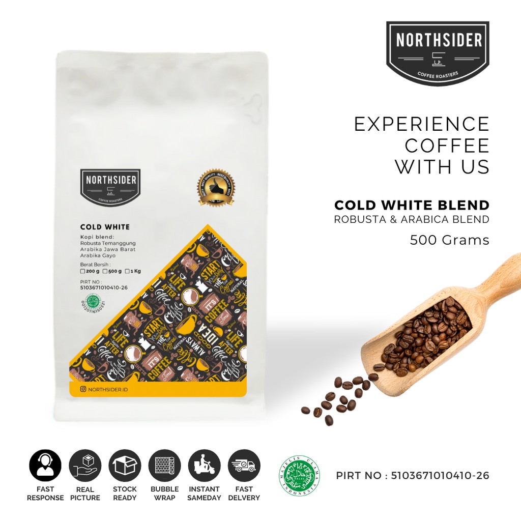 BIJI KOPI SUSU COLD WHITE BLEND - 500GR NORTHSIDER COFFEE