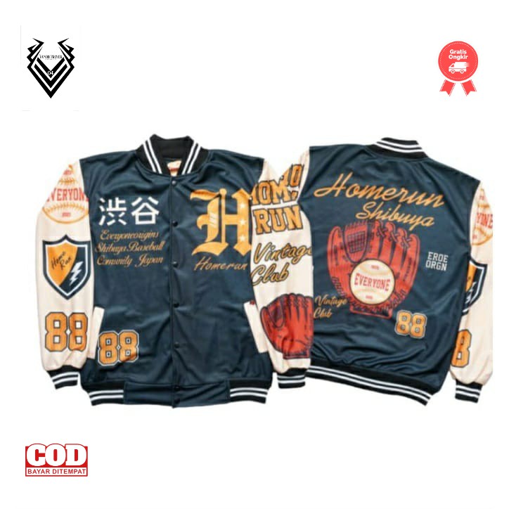 JACKET VARSITY BASEBAAL MOTIP TERBARU PRIA WANITA SAIZE L XL  - JAKET EVERYONE BAYAR DI TEMPAT-H SHIBUYA