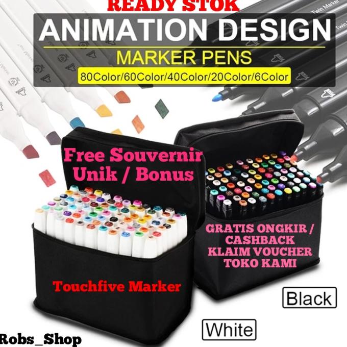 

80pcs Touchfive Black spidol warna 80 warna draw sketsa twin marker