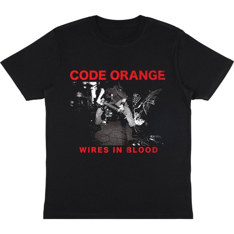 KAOS BAJU CODE ORANGE “WIRES IN BLOOD” | T-SHIRT BAND CODE ORANGE | BAJU BAND CODE ORANGE HITAM PRIA