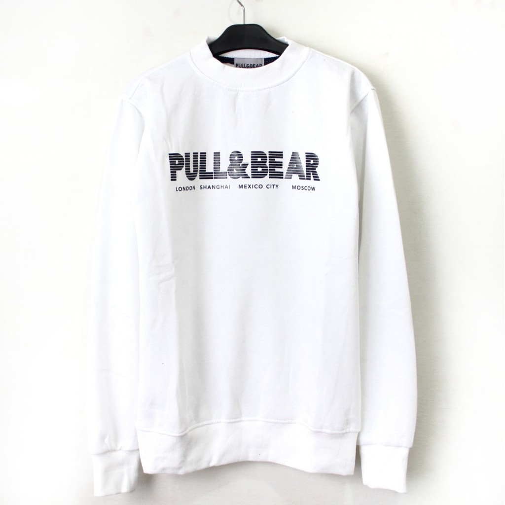 Jaket Sweater Crewneck Pull&bear Putih