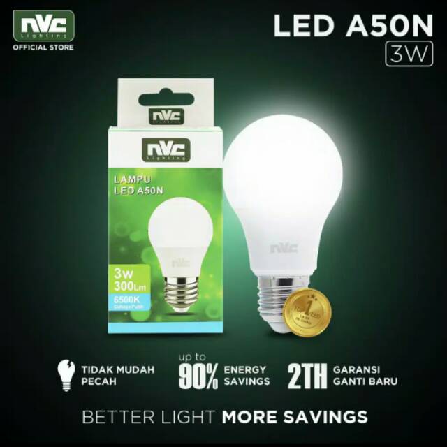 Lampu LED NVC-A50N / Warna Kuning &amp; Putih 3 Watt / Bohlam Murah Hemat