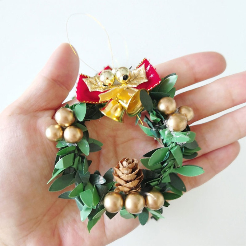 Zzz 5Pcs / Set Miniatur Wreath Bunga Natal Untuk Dekorasi Rumah Boneka