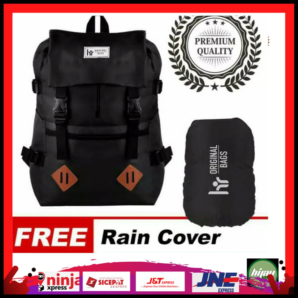 Tas Ransel Cowok / Tas Kuliah / Tas Distro HR Bag bonus rain cover