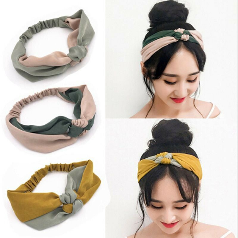 Bando Bandana headband Silang Soulmate Chibbi / Daleman Jilbab Hijab / Bando Silang karet