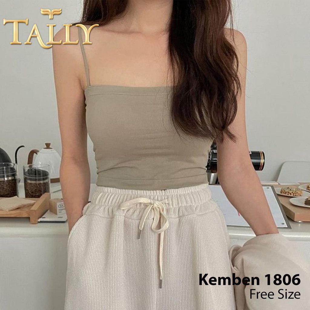 TALLY Singlet Wanita Rajut Fit to L - XL Crop Tanktop Ada Cup Tipis Fashion Bralette KB 1806-5