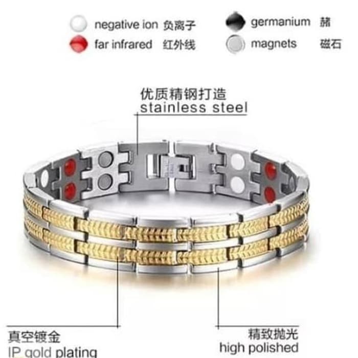 GELANG MAGNET KESEHATAN 2 BARIS ORIGINAL IMPORT TITANIUM 4IN1 TIPE 01