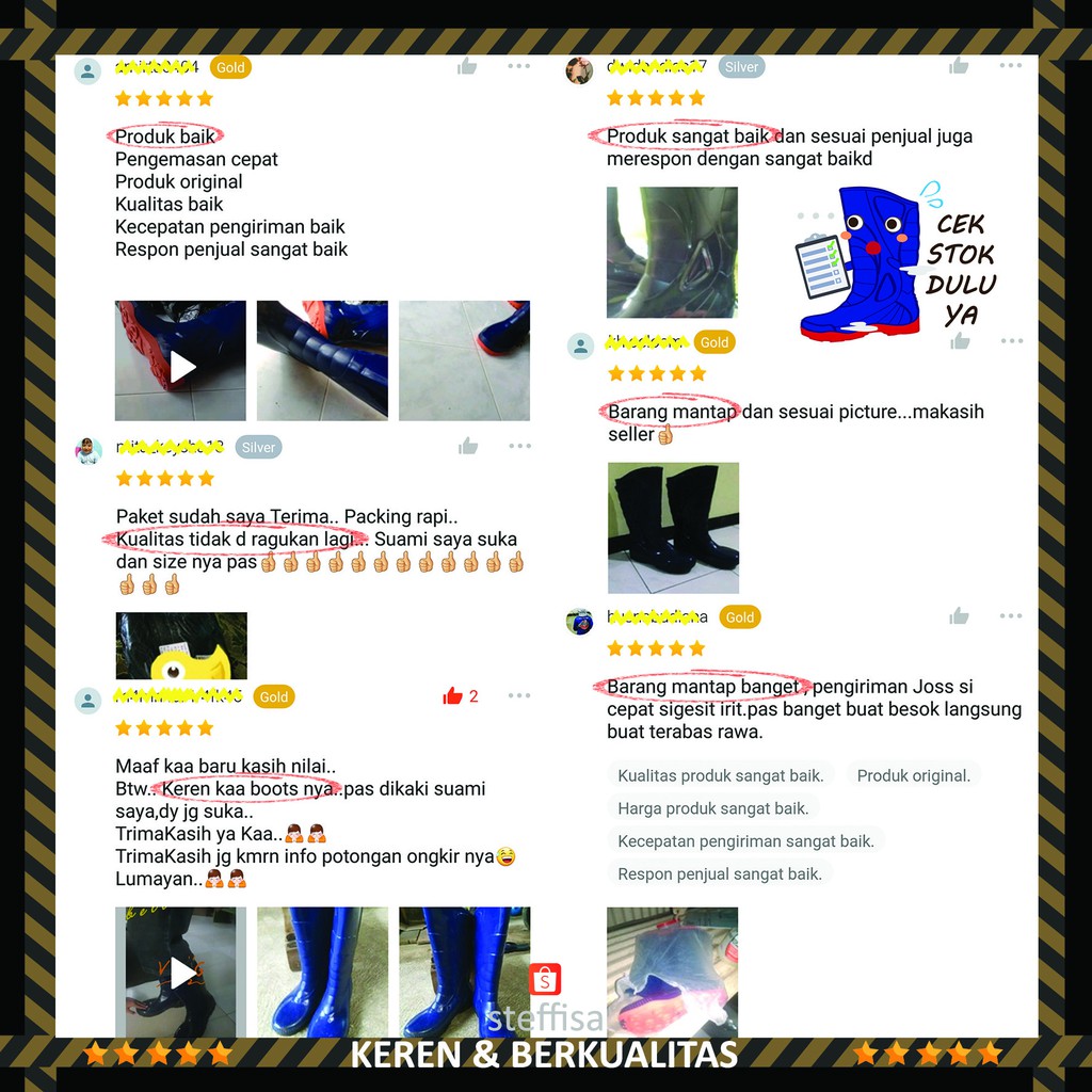 SPORTY 26(39-40) | Steffi Boots SEPATU BOOT PVC ramping RIDING BIKER moto anti air pria laki fashion