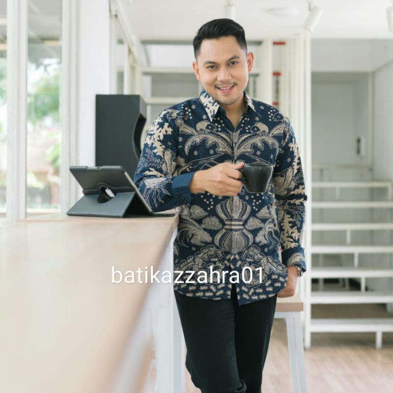 Baju Batik lengan panjang full puring slimfit