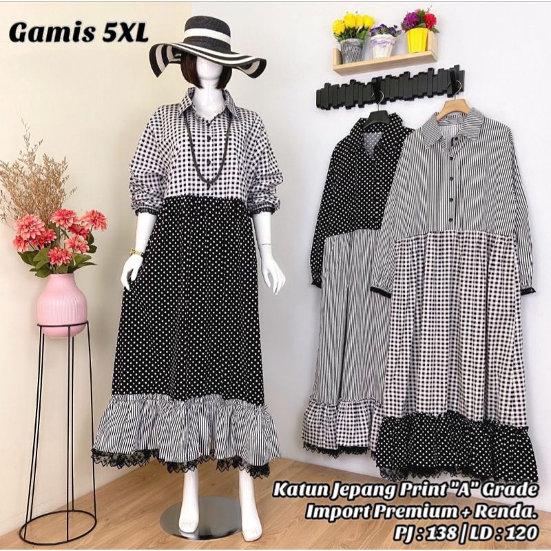 GAMIS JUMBO MONOCROME KATUN JEPANG PREMIUM LD 120 (fit 5XL)