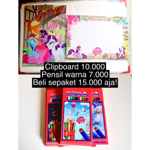 

{READY STOCK}Paket clipboard dan pensil warna panjang 12 warna!! Best seller