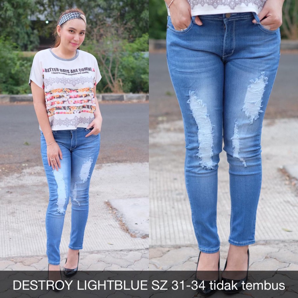 CELANA JEANS WANITA DESTROY LIGHTBLUE