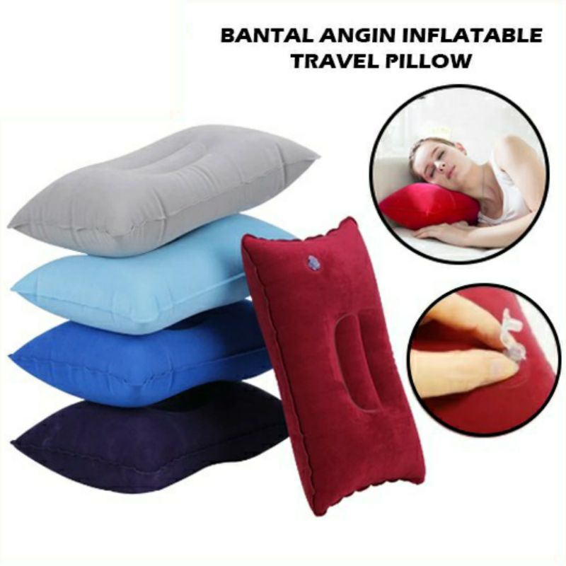 Bantal Empuk Angin Tiup Inflatable Travel Pillow Air Udara isi angin Ringan Camping Outdoor Pesawat Mobil Portable Awet