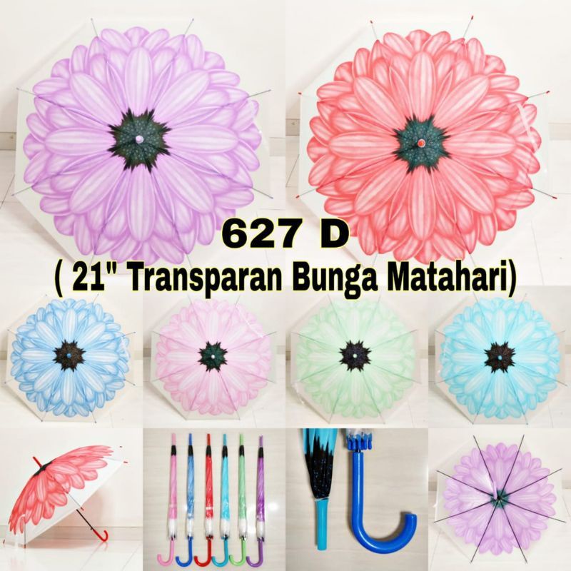 Payung Transparan Bunga / Payung Lipat Bunga