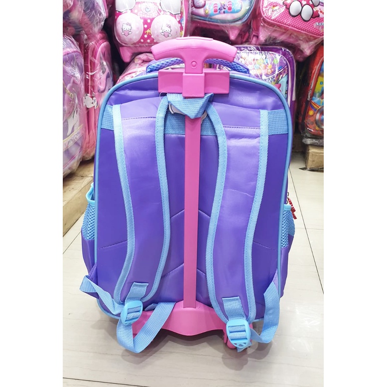 Tas Sekolah Anak SD Perempuan Trolley Dorong Putri SALJU Pirang EMBOS Timbul 3 Resleting IMPORT ( LILY )