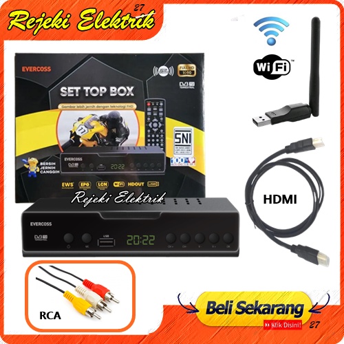 Set Top Box DVB T2 Evercoss Mega Box - Receiver Penerima Siaran Digital HD