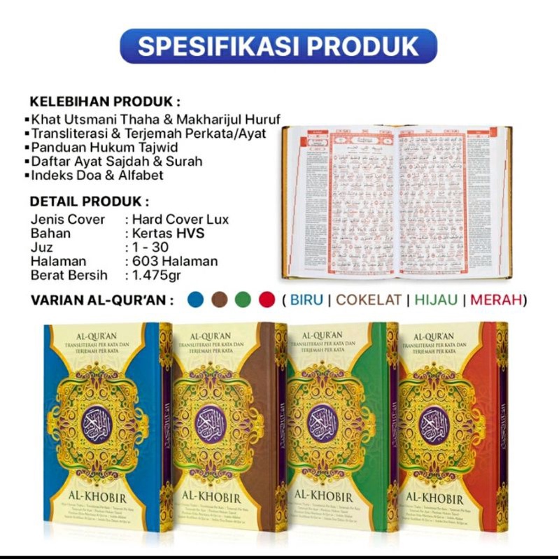 Al Khobir Quran terjemah quran tajwid quran terjemah perkata A4 - A5