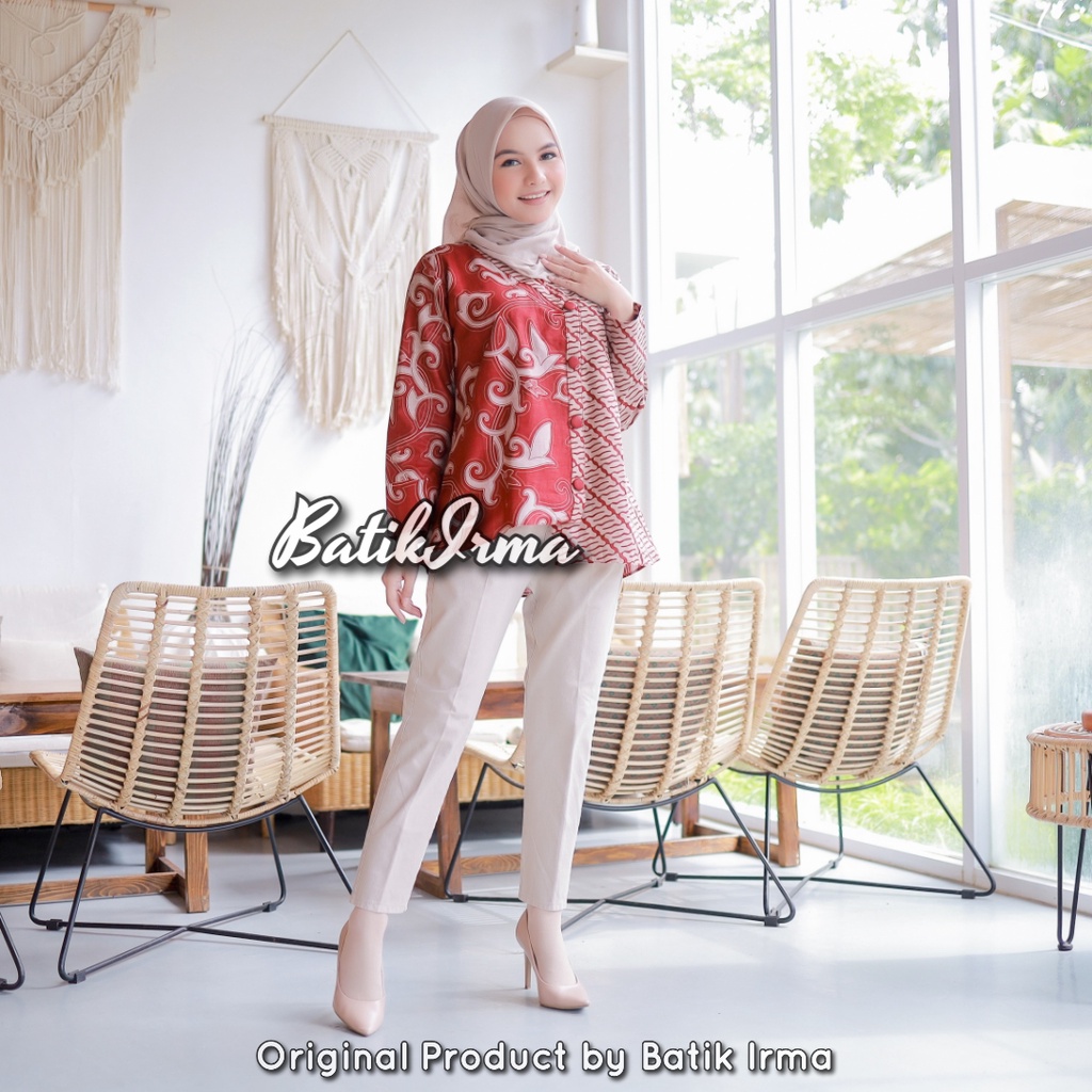 Atasan Blouse Batik Wanita Kantor Motif Kangkung BATIK IRMA