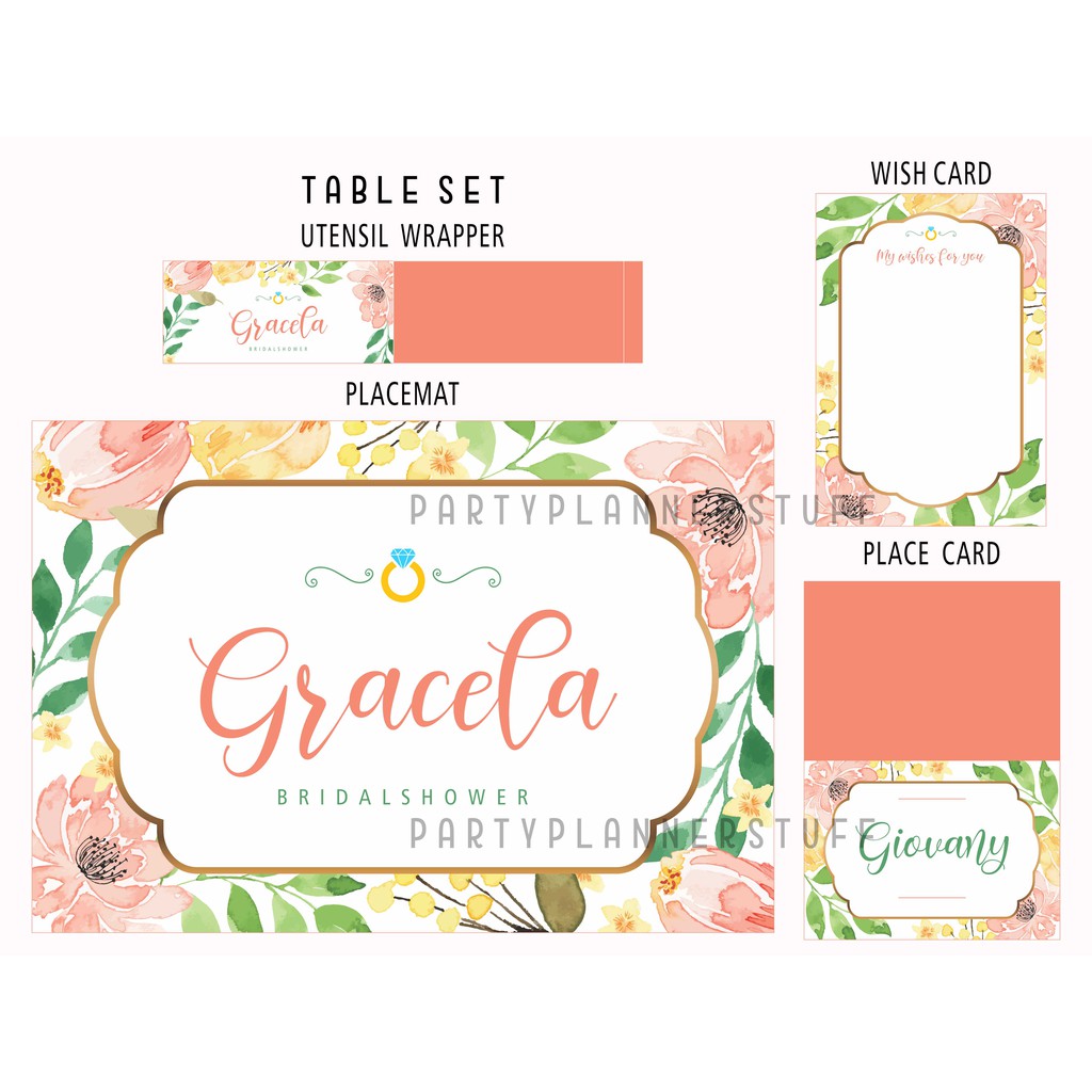 Table set floral rustic table decoration bridal shower sweet seventeen baby shower mom to be decor