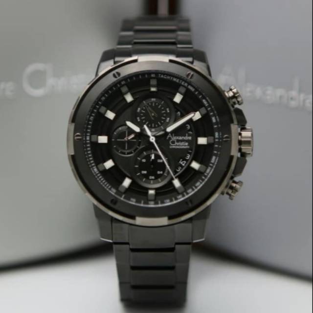 jam tangan pria alexander cristie original ac6528 full black