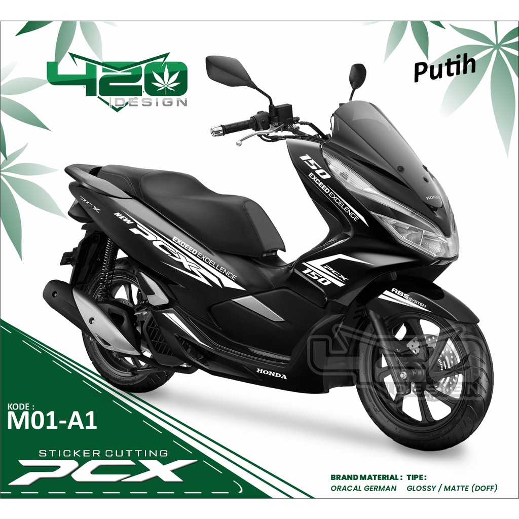 STICKER CUTTING BODY PCX 150 - CUTTING STICKER HONDA PCX 150 TAHUN 2017 MOTOR HITAM  - PCXM