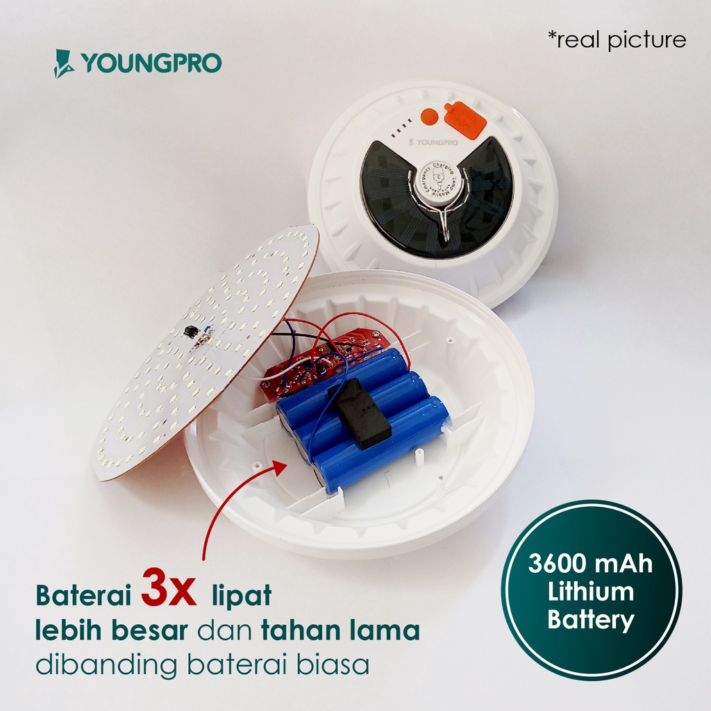 YOUNGPRO YPV-120 LAMPU TAMAN SOLAR GANTUNG 120 LED WITH EMERGENCY LIGHT POWERBANK 3600mAh