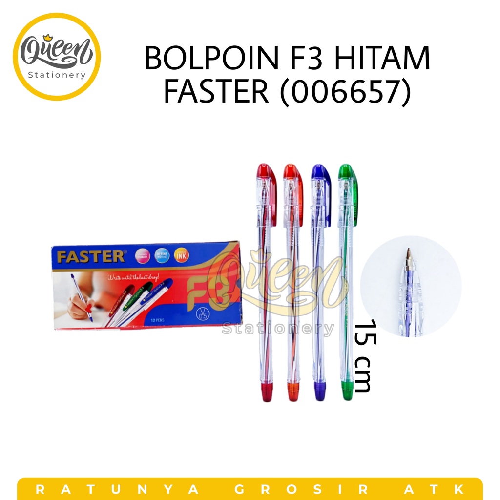 

1 PCS BOLPOIN F3 HITAM FASTER / PULPEN FASTER / BALLPOINT / BOLPEN (006657)
